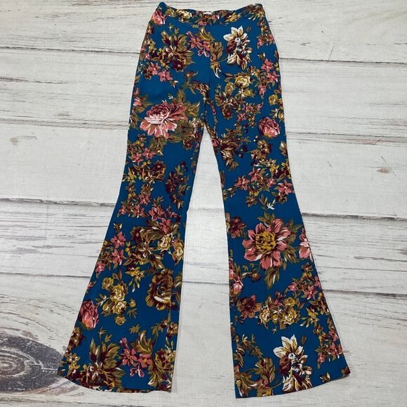 Tavik Pants Floral Bootcut Blue Pink Flare Leg XS - Picture 1 of 12